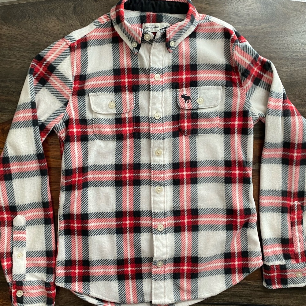 Abercrombie Kids Boys Size 11/12 Cozy Soft Fleece Plaid Button Down Shirt
